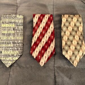 Elegant Men's Christian Tie Set - Red, Gray, and Tan/Green